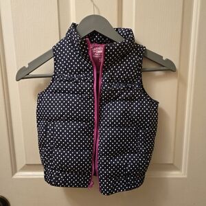 OshKosh B'gosh Black Polka Dot Vest with Pink Zipper Perfect For Layering